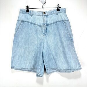 Vivaldi Denim Jean Shorts Light Wash Mom Cotton High Waist VTG Large‎ 29x7